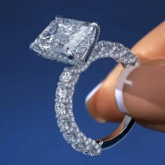 S925 STERLING SILVER \PRINCESS CUT DIAMOND RINGCUTE RING\CUTE RING\SHINY RING